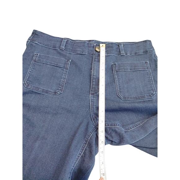 1822 Wide Leg Capri Denim Jean Dark Wash Big Pockets Mid Rise Womens Size 12 - Picture 5 of 6